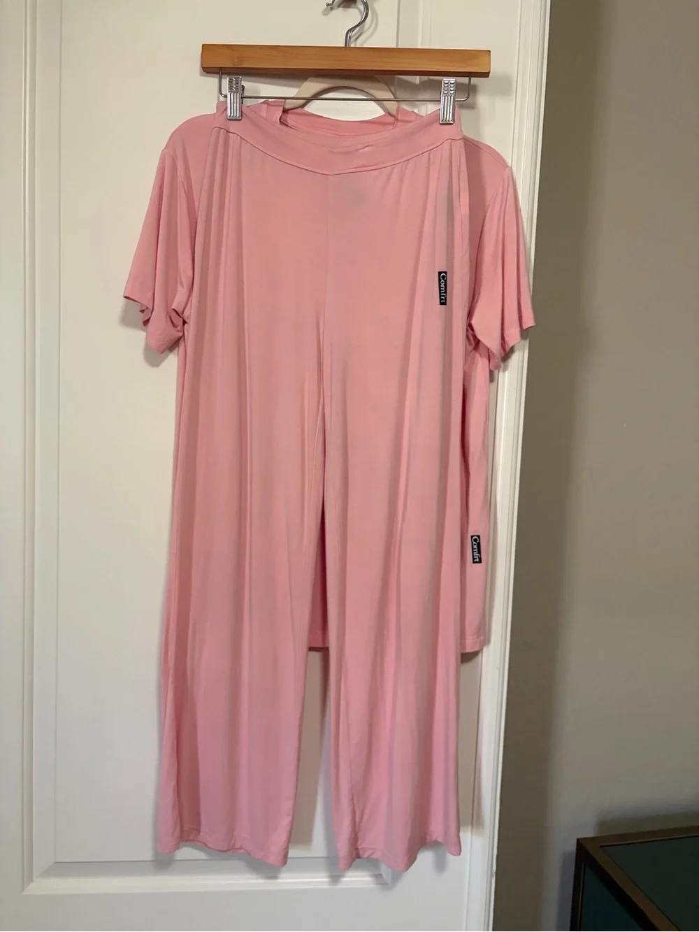 🎀Comfrt Cloud Loungwear Baby Pink Wide-Leg Lounge Pants & S/S Tee Set🎀